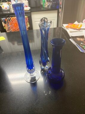 Cobalt Blue Glass Bud Vase Collection - Home Accents. There are 3 vases..